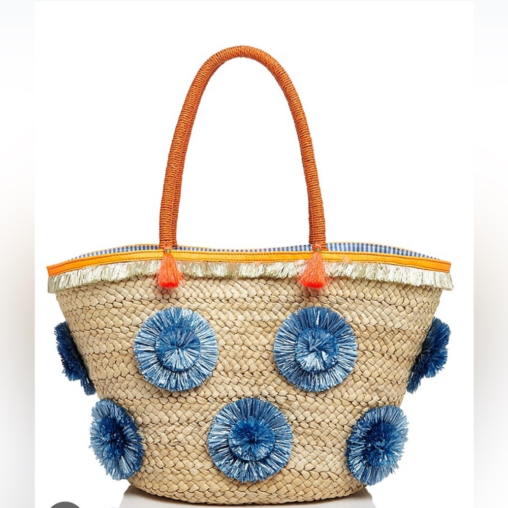 Milly PomPom Straw Tote